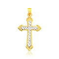 14k Two Tone Gold Diamond Cut Cross Pendant | BIJOLINA