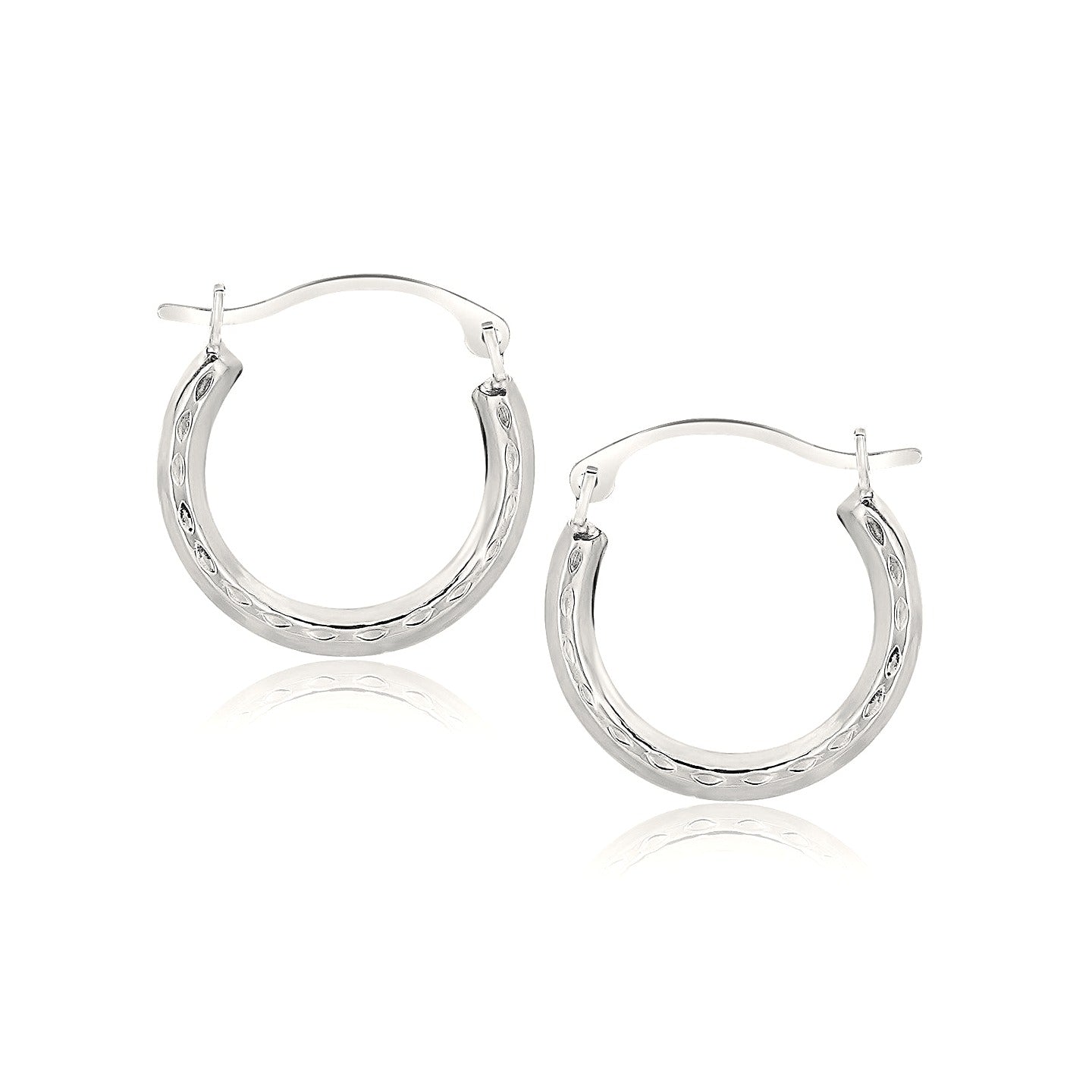 10k White Gold Fancy Hoop Earrings | BIJOLINA