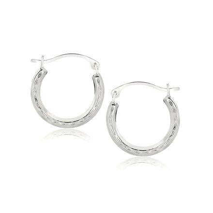 10k White Gold Fancy Hoop Earrings