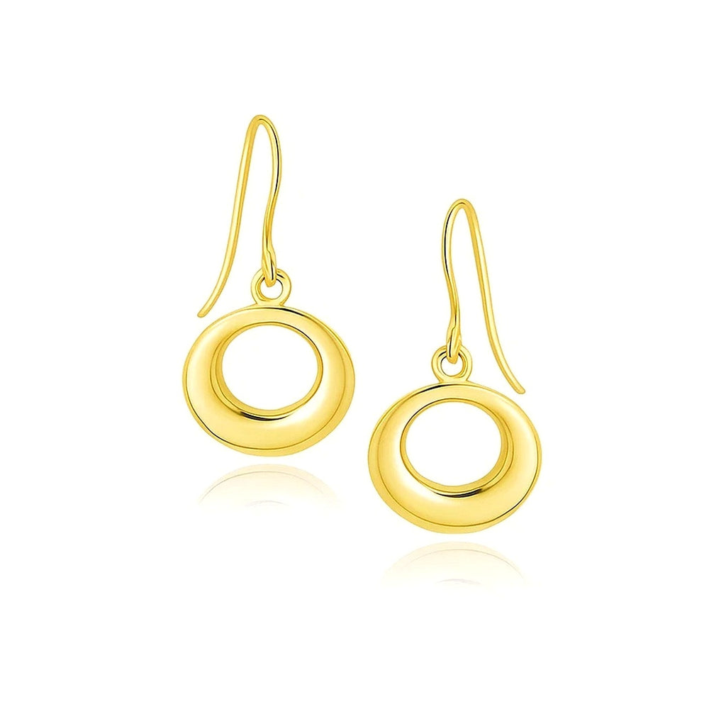 14k Yellow Gold Open Circle Dangle Earrings - Angle View | BIJOLINA