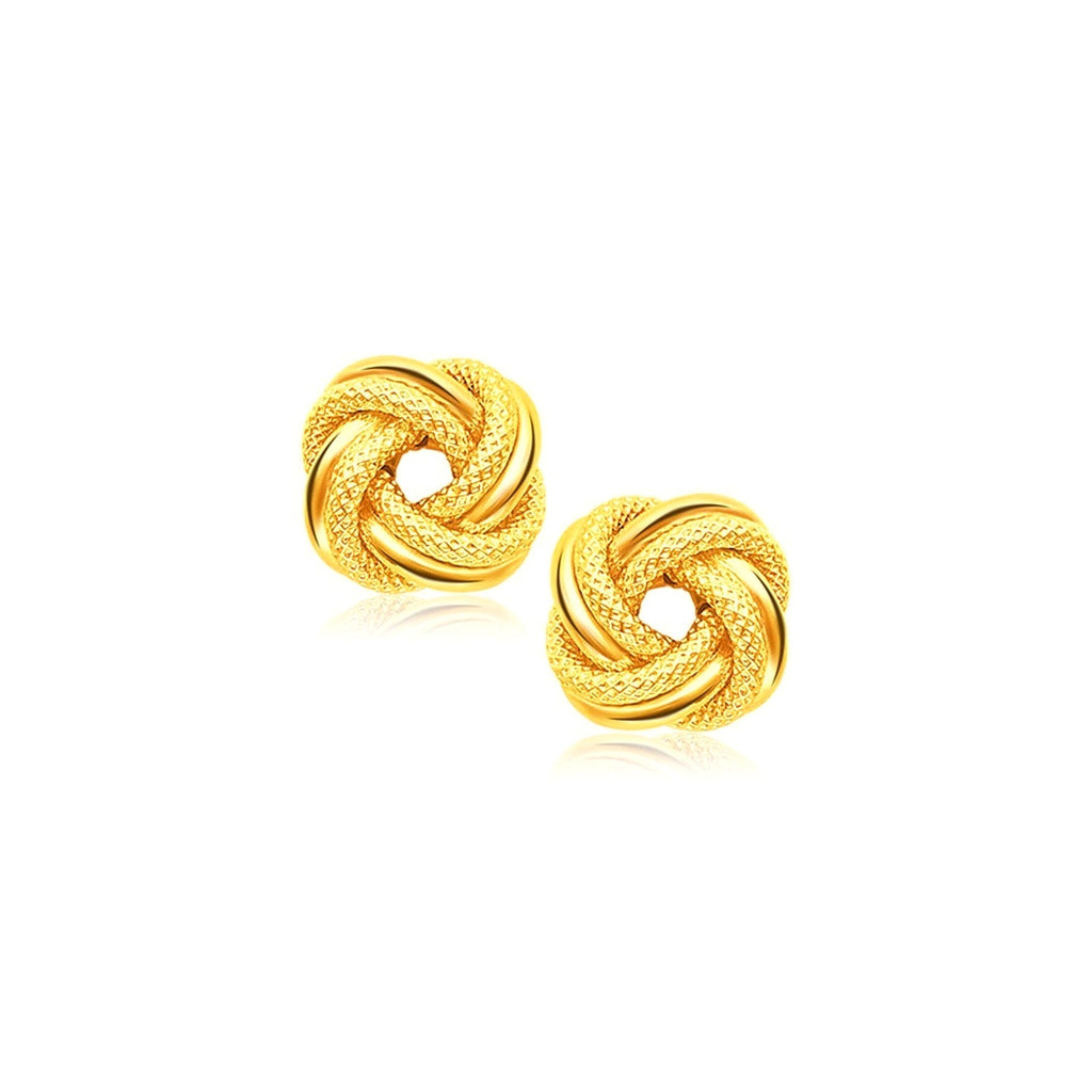 14k Yellow Gold Intertwined Love Knot Stud Earrings - Detail | BIJOLINA