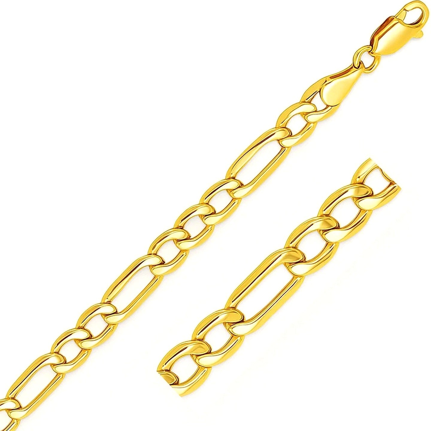 14k Yellow Gold Lite Figaro Bracelet (6.60 mm) - Close-Up | BIJOLINA