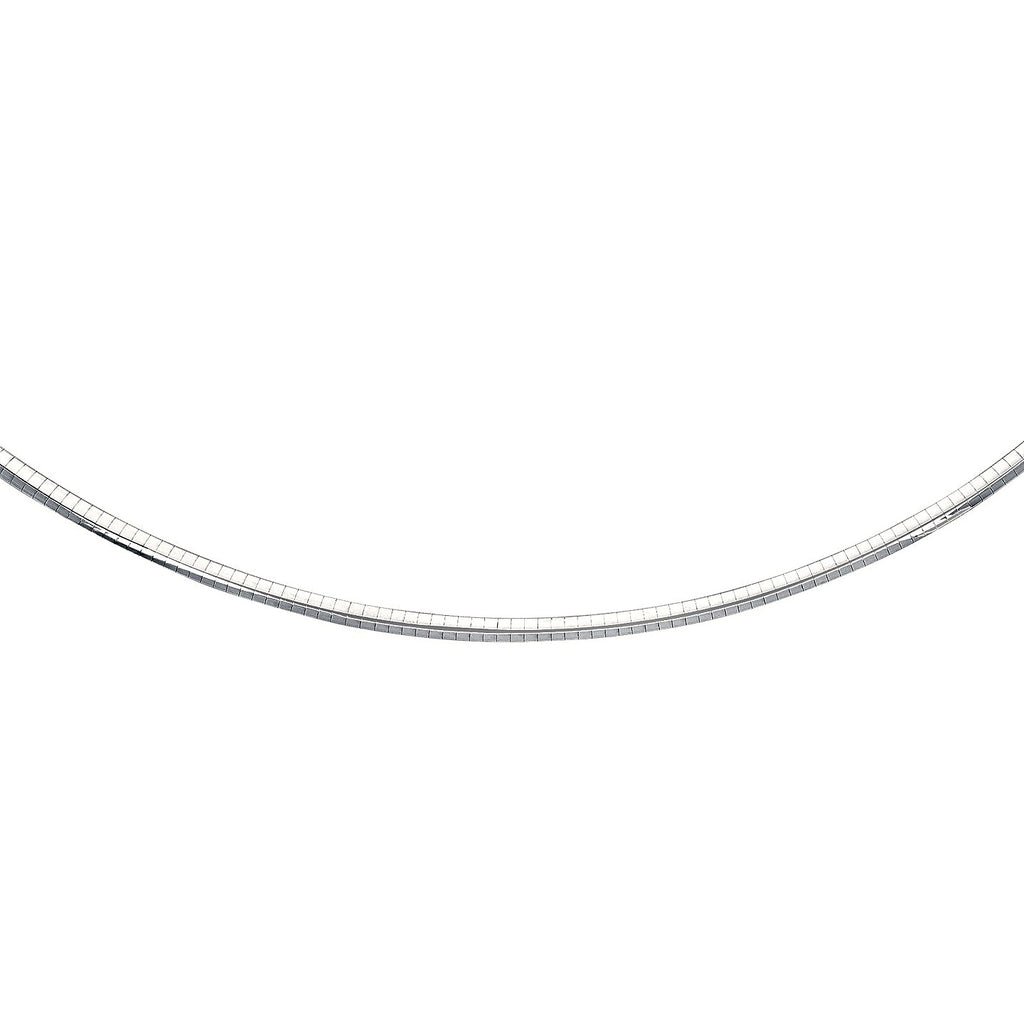 14k White Gold Chain in a Classic Omega Design (4.00 mm) - Side View | BIJOLINA
