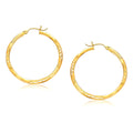 14k Yellow Gold Fancy Diamond Cut Hoop Earrings (3x35mm) | BIJOLINA