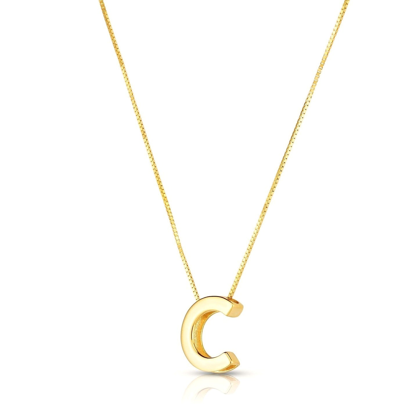 14K Yellow Gold Yours Truly Block Letter Initial C Necklace - Angle View | BIJOLINA