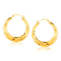 14k Yellow Gold Graduated Textured Hoop Earrings | BIJOLINA