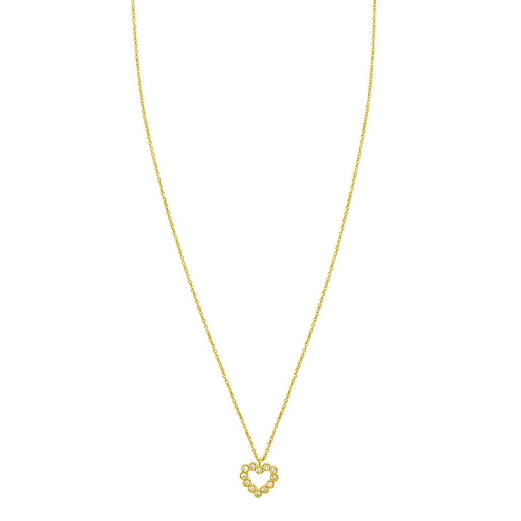 14K Yellow Gold Petite Diamond Heart Necklace - Close-Up | BIJOLINA