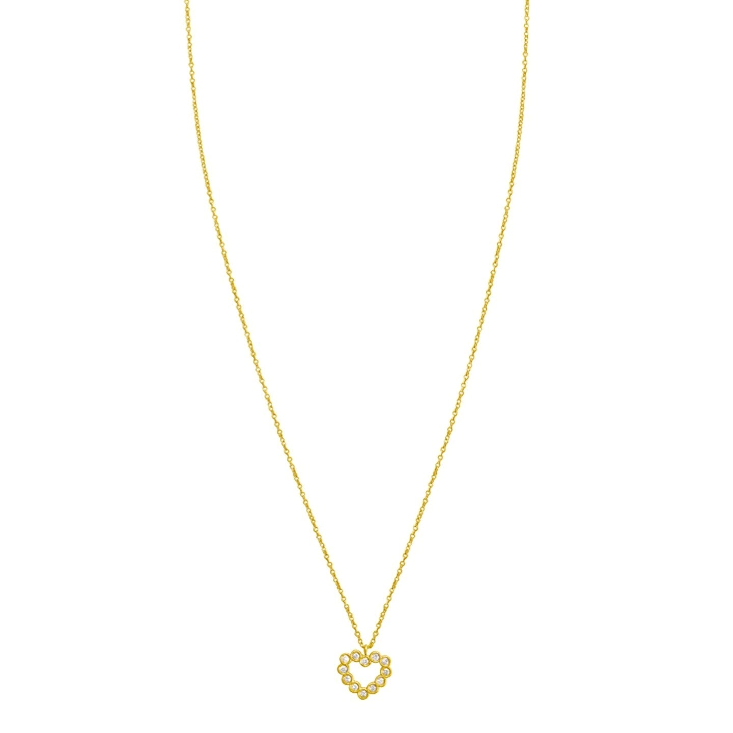 14K Yellow Gold Petite Diamond Heart Necklace - Close-Up | BIJOLINA