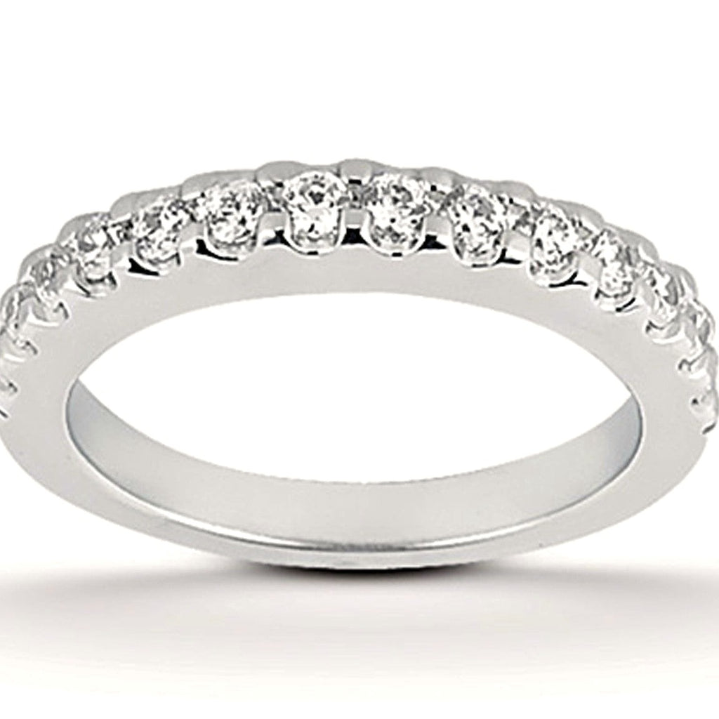 14k White Gold Shared Prong Diamond Wedding Ring Band - Side View | BIJOLINA