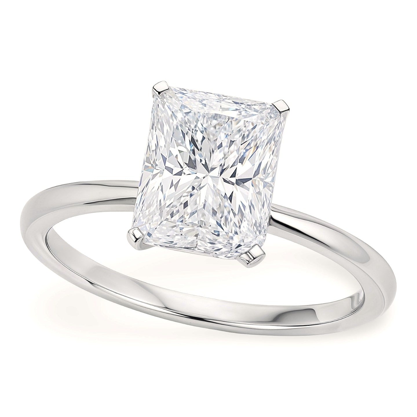 3 Carat Radiant Lab Grown IGI G/VS1 Diamond Solitaire Ring in 10K White Gold - Close-Up | BIJOLINA