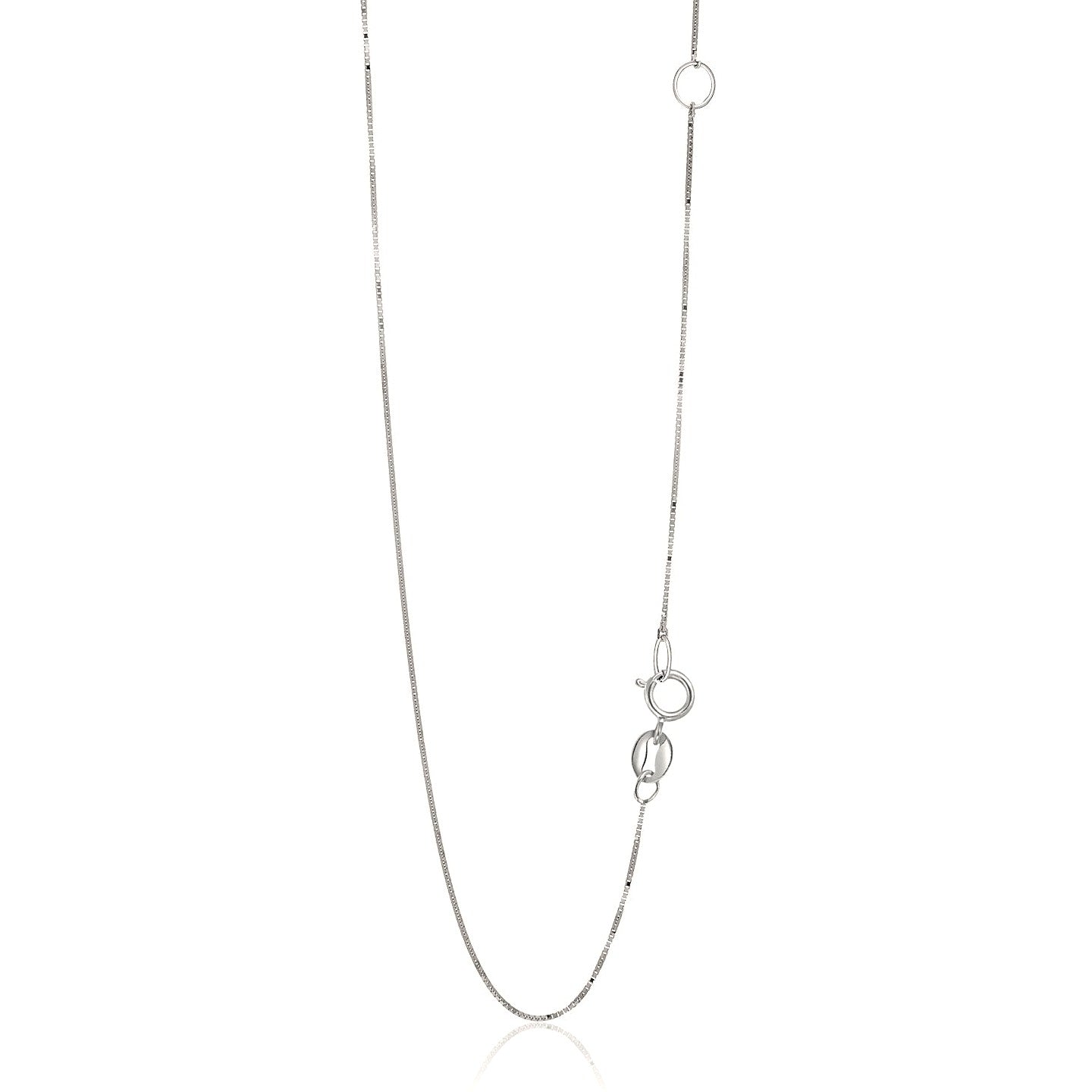 14k White Gold Adjustable Box Chain (0.60 mm) - Angle View | BIJOLINA