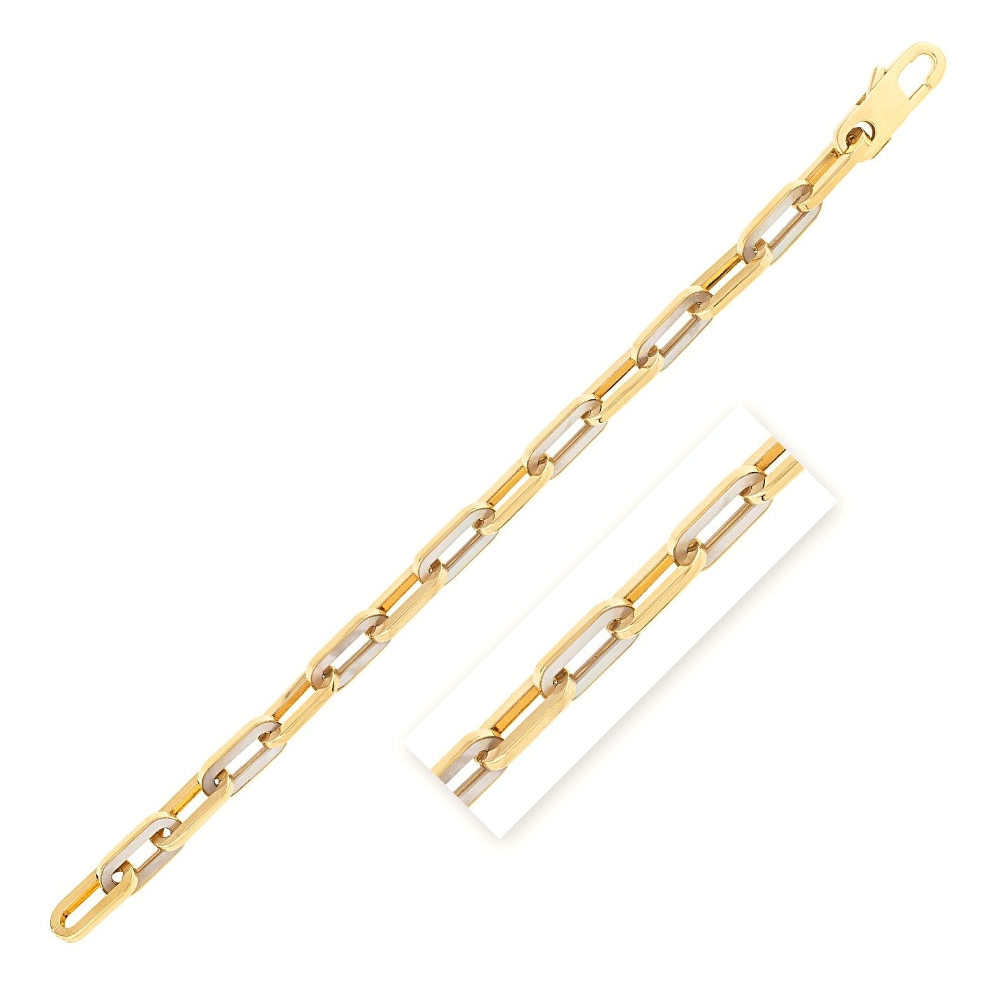 14k Yellow Gold MOP Paperclip Gem Link Bracelet (7.00 mm) - Close-Up | BIJOLINA