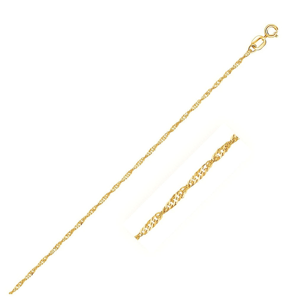 14k Yellow Gold Singapore Bracelet (1.10 mm) - Close-Up | BIJOLINA