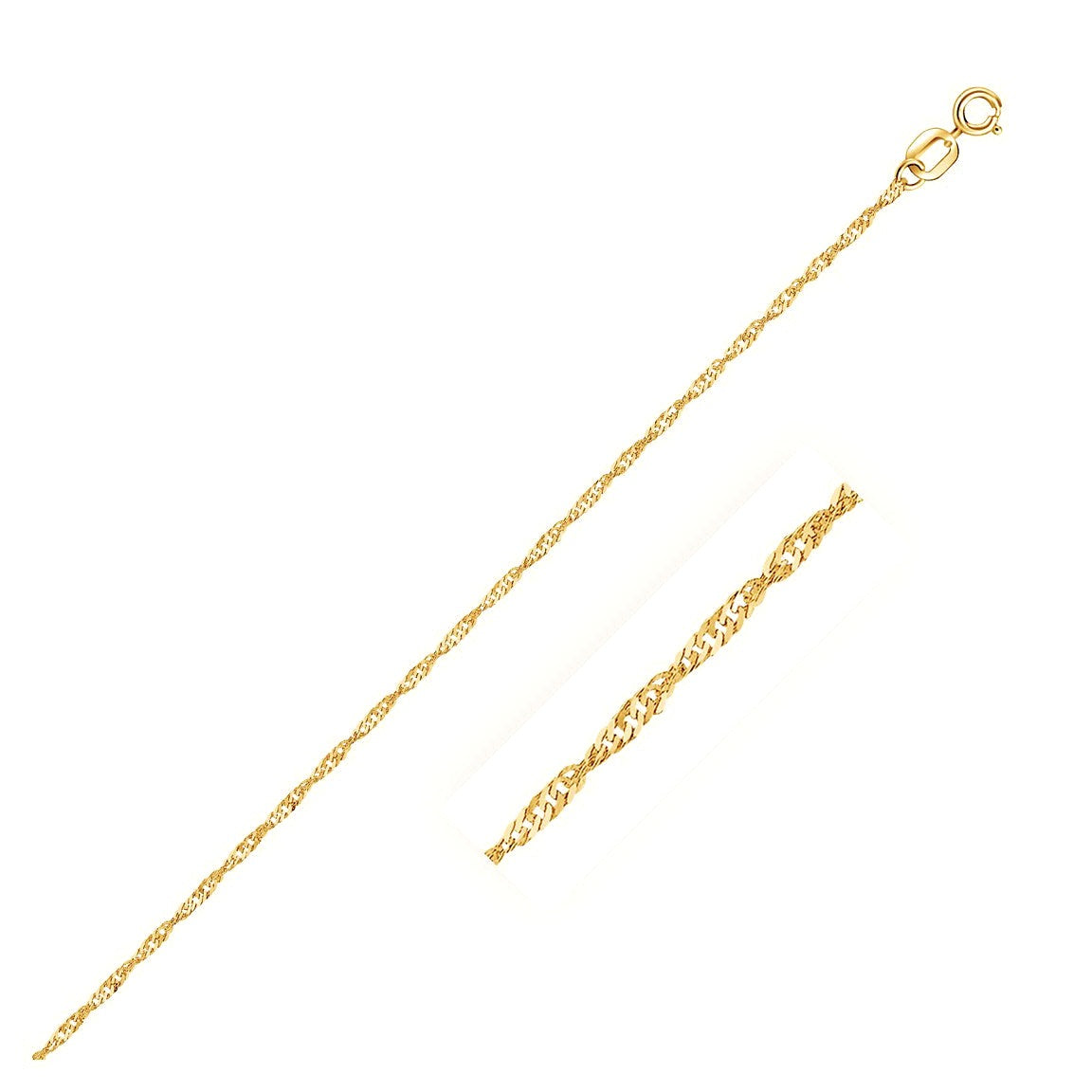 14k Yellow Gold Singapore Bracelet (1.10 mm) - Close-Up | BIJOLINA