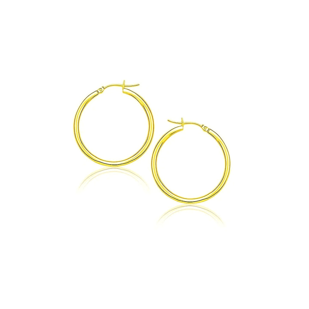 14k Yellow Gold Polished Hoop Earrings (2x20mm) - Detail | BIJOLINA