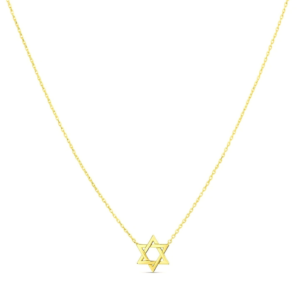 14k Yellow Gold Star of David Necklace - Angle View | BIJOLINA