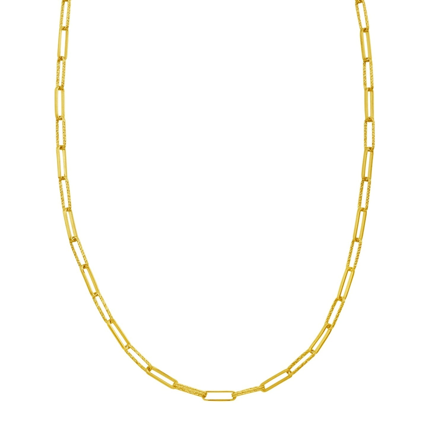 14K Yellow Gold Mini Diamante Paperclip Necklace (3.20 mm) - Close-Up | BIJOLINA