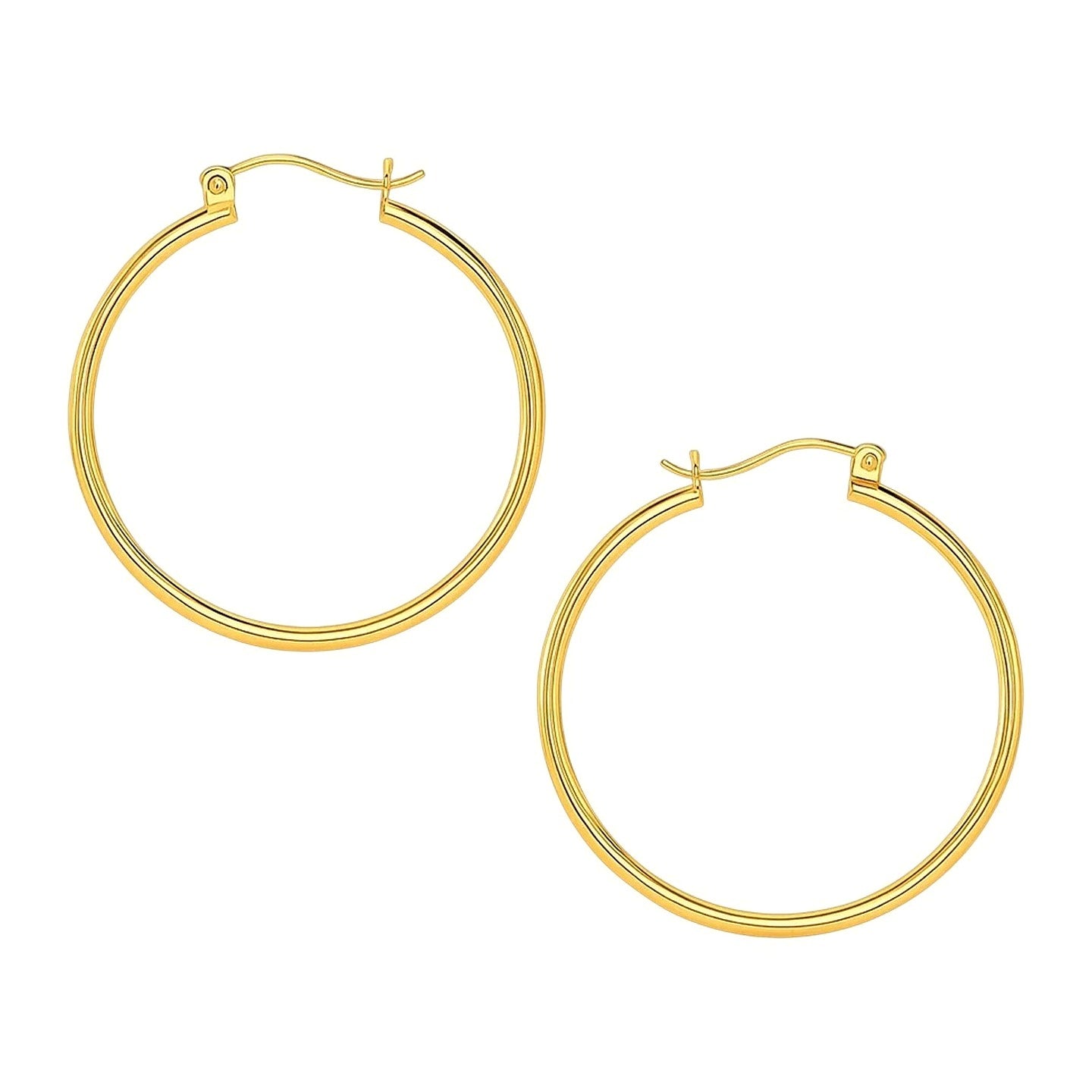 14k Yellow Gold Polished Hoop Earrings (1.5x40mm)
