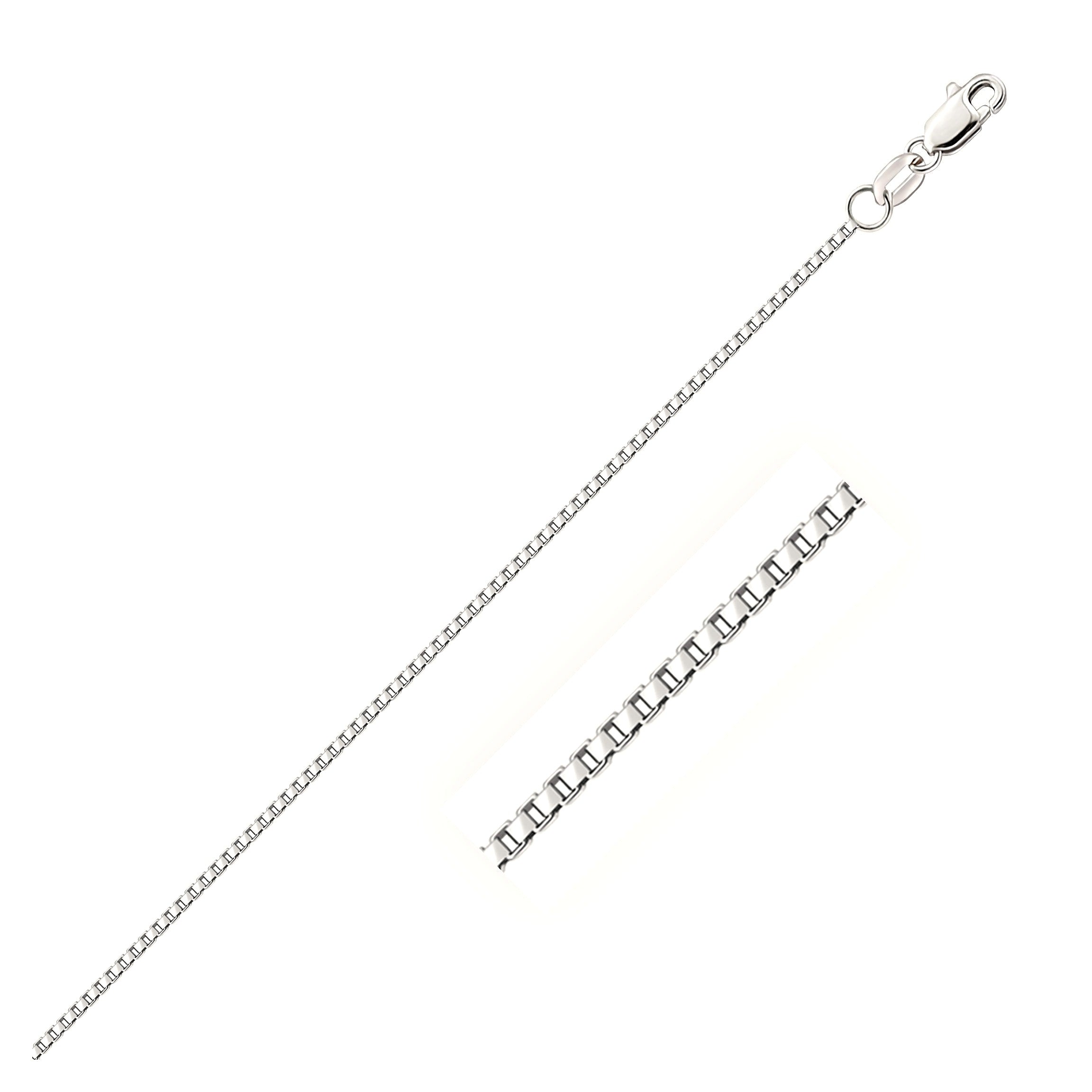 10k White Gold Octagonal Box Chain (1.20 mm) - Side View | BIJOLINA